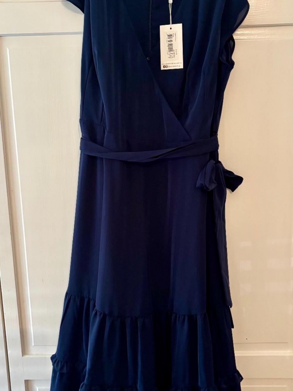 Estelle Navy Blue Ruffle Hem Midi Dress NWT 1X